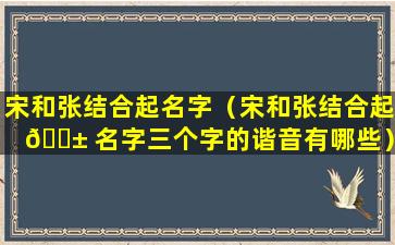 宋和张结合起名字（宋和张结合起 🐱 名字三个字的谐音有哪些）